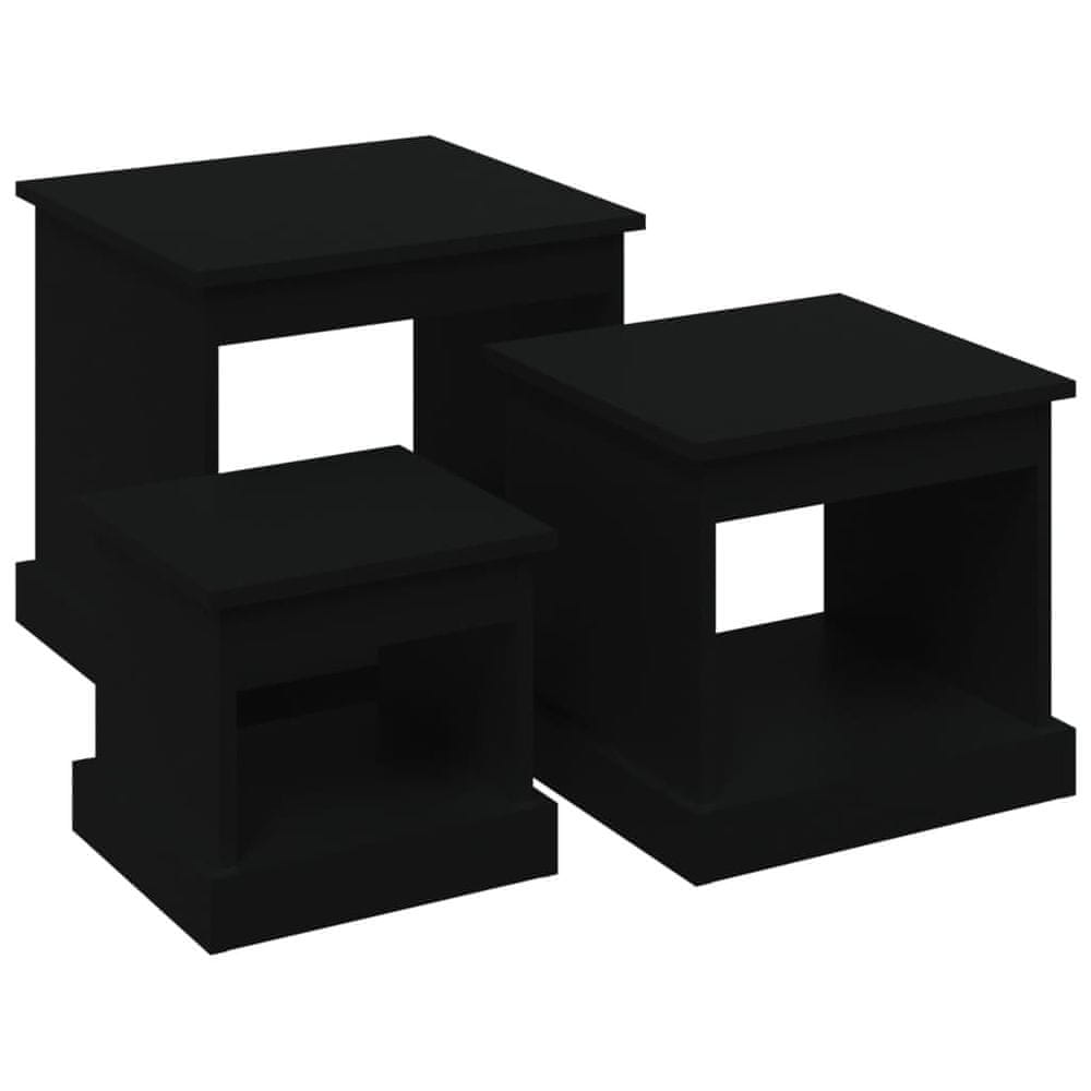 Vidaxl Konferenčné stolíky 3 ks, čierne, kompozitné drevo
